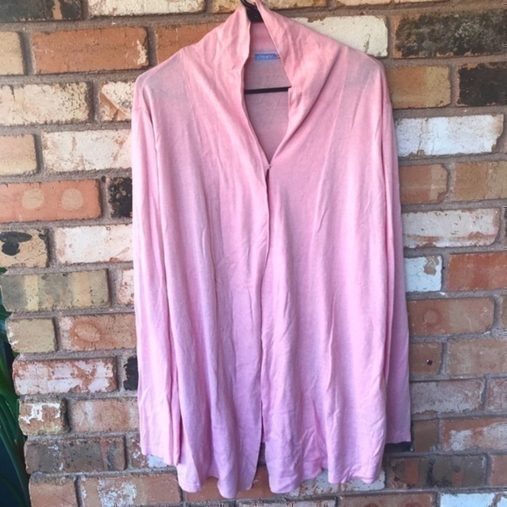 J. McLauglin pink cotton blend Cardigan size L